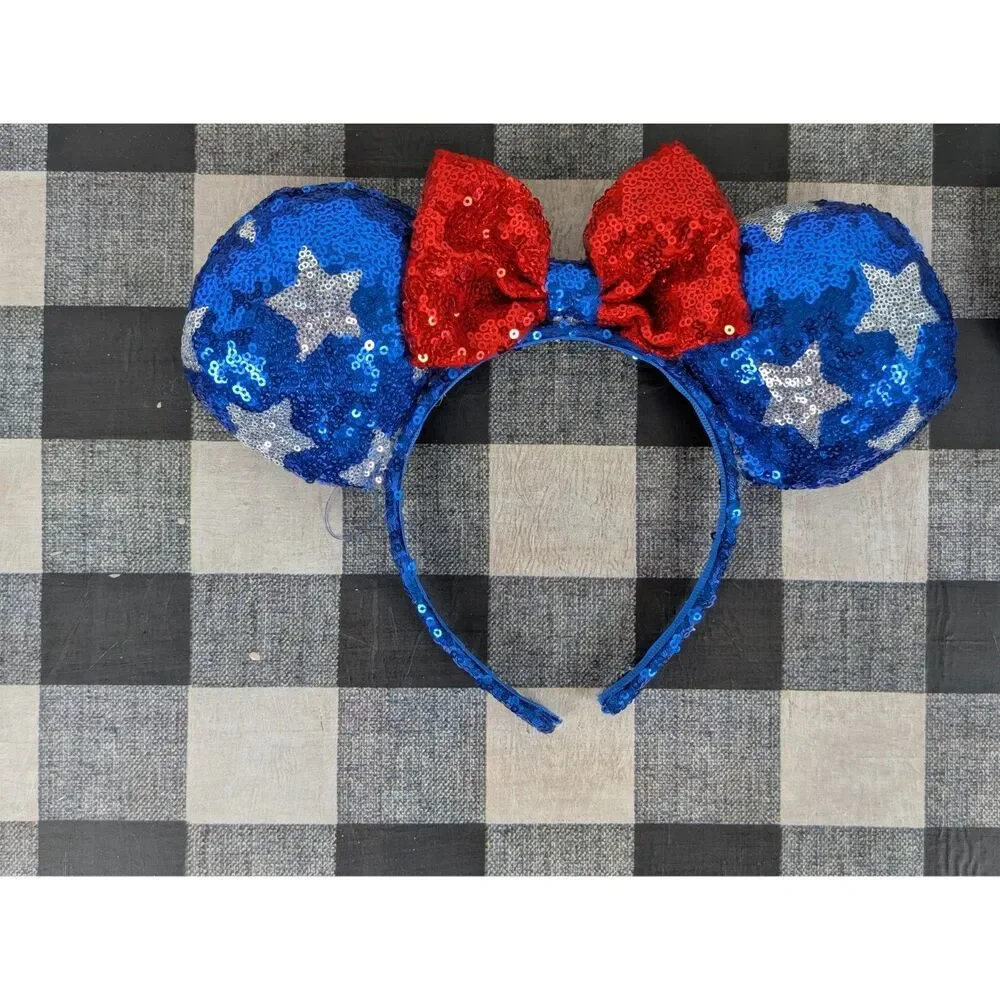 Disney Minnie Mouse Ears Sequenced Headbands Lot of 2